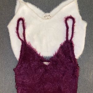 For Love and Lemons fuzzy crop tops.